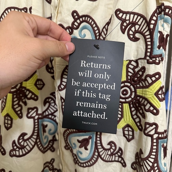 Tuckernuck Citron and Slate blue embroidered Leighton Dress Size S NWT - Picture 3 of 5